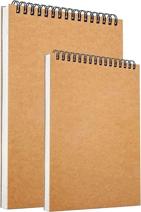 2-pack A5/A4 skissböcker, inbunden, spiralbunden, 160g