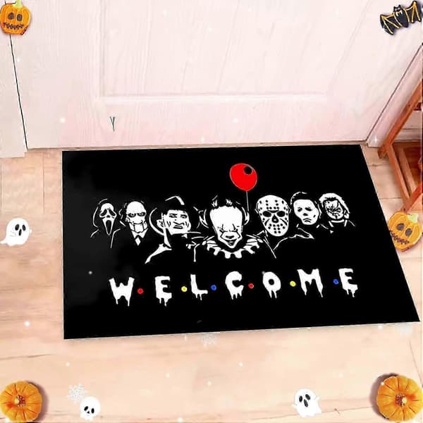 Gyser Halloween Velkomstmåtte - 40cm X 60cm, Perfekt Efterårs Udendørs Indretning Til Din Fordør, Lagdelt Dørmåtte, Vaskbart Tæppe Til Veranda