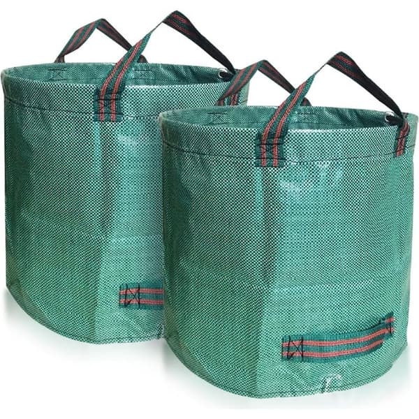 2-pack 500L trädgårdssäckar, kraftiga trädgårdsavfallssäckar, robusta och hopfällbara PP-avfallssäckar, UV-stabila (2-pack - 500L, grön)