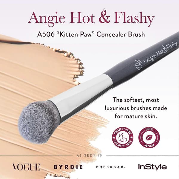 BEAUTY BRUSHES-HOT & FLASHY A506 CONCEALER- \"Kitten Paw\" Ansiktskost - Under-Øye Concealing og Konturering - Sminkekoster