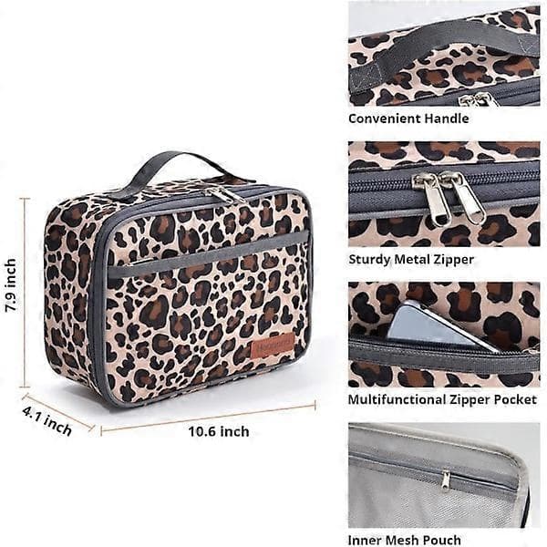 Matboks for barn, isolert gjenbrukbar lunsjpose, termosmatpose med vanntett fôr, matboks for skole, arbeid, piknik (Leopard)