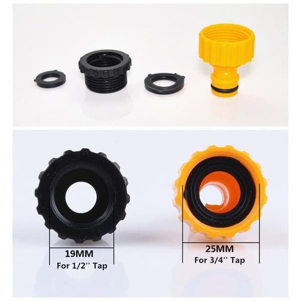 2-i-1 Adapter - Robust Plastik - Til 1/2\" & 3/4\" Haner - Pakke med 6