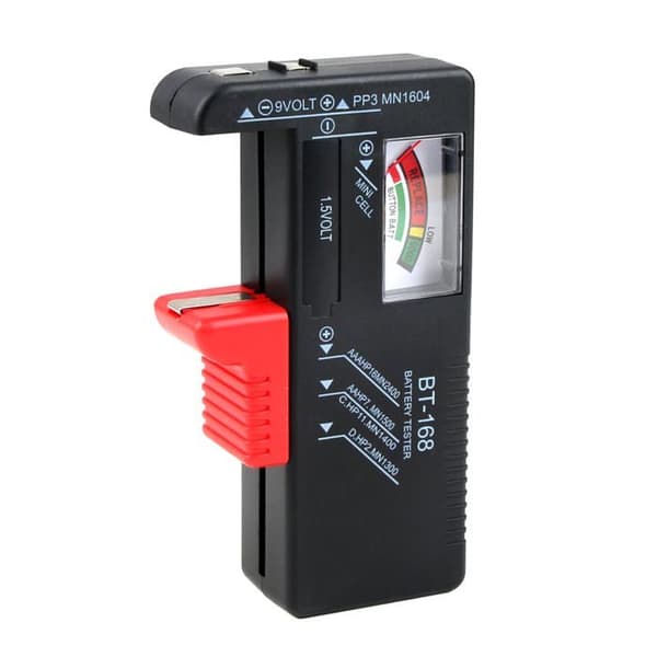 Universal batteritestare - analog för AA AAA CD 9V och knappcellsbatterier, fungerar utan batterier