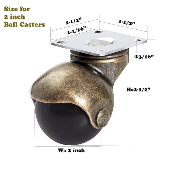 2-tommers (50 mm) antikke gullkulehjul for små sofaer møblerstatning (4-pakning) Stil 2 Style 2