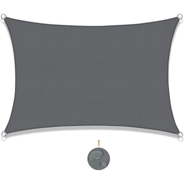 Rektangulärt solsegel 3 x 2,5 m, vattentät polyester - Antracitgrå, 95 % UV-skydd