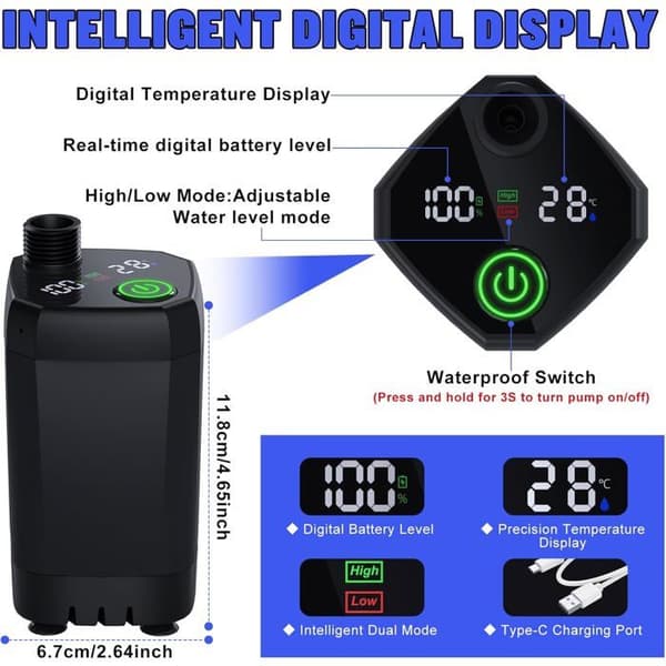6000mAh Genopladelig Elektrisk Bærbar Campingbruser – Temperaturdisplay & Batteri, 4 Tilstande, PP Filter