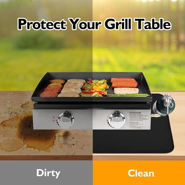 Brandsikker BBQ Måtte - Varmebestandig - Mål 100x80 cm - Sort - Beskyttelse til Terrasse og Patio