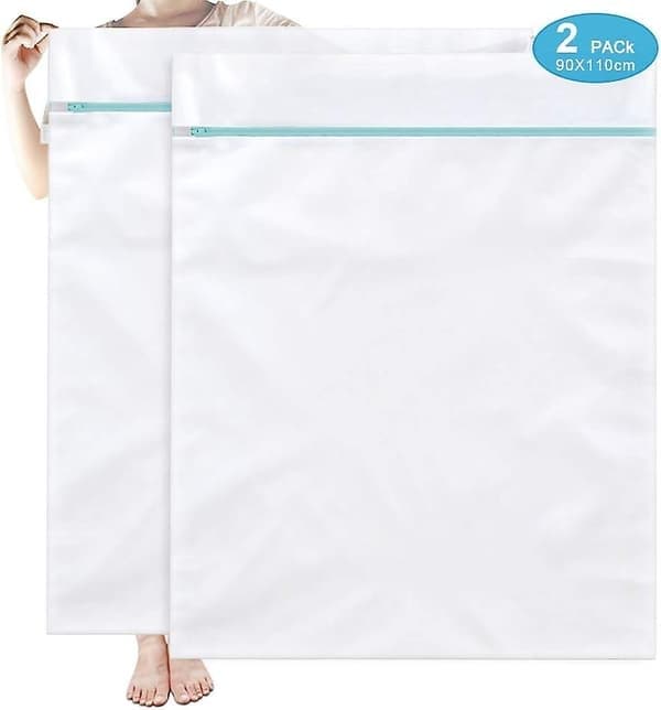 XXL Genanvendelig Vaskenetpose 90x110cm 2-pak, Lynlås Vaskepose til Vaskemaskine