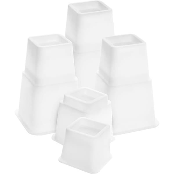 Justerbara möbelhöjare, 8 st, 7,6–20,3 cm, vit – för säng, soffa, bord (stöder 600 kg)