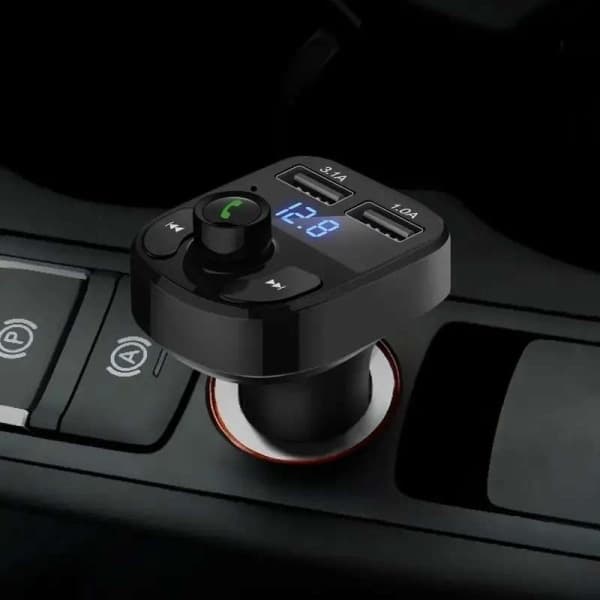 FM Transmitter X8 med Bluetooth og Håndfri - Trådløs Musik Sort