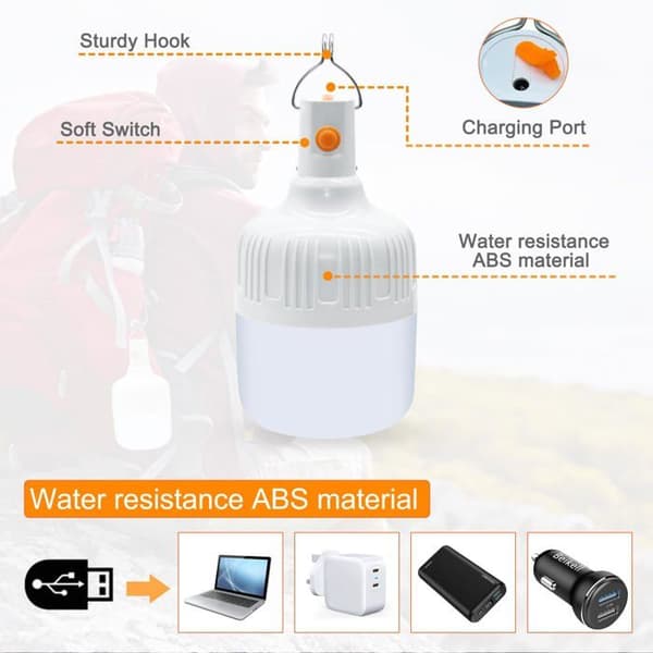 LED Campinglanterne - Pakke med 2 - USB Oppladbar - 500 lumen - 3 moduser