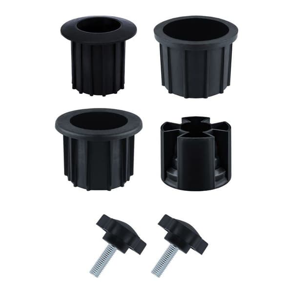 6-delt parasollbase tilbehørssett - 3 ringer (innvendig diameter 1,9/1,5/1,3\") + 2 stjerneformede strammeskruer + rør - Svart