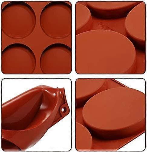 6-rums store runde skivekageforme silikone resin coaster forme, teboller, creme, mousse kagepande bageforme