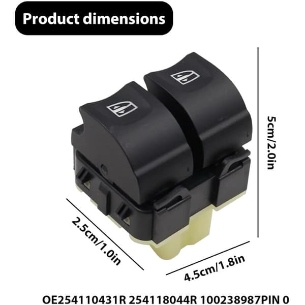 Elektrisk vindusregulatorbryter, egnet for Sindow-brytere 254118044R, 254117873R, 809611667R