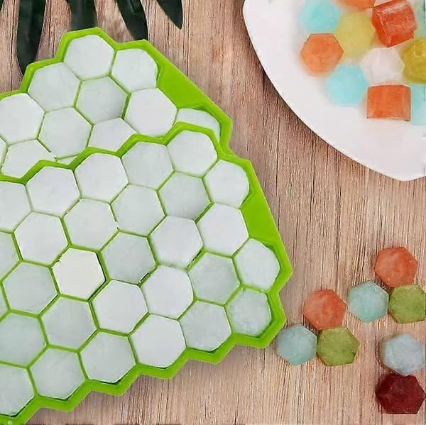 Isbakke med låg, bløde silikoneisforme, diamantformet isterning til drinks og desserter, nem fjernelse, 2 stk.