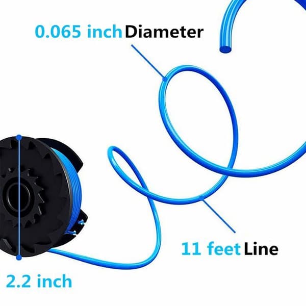 Ryobi One+ AC14RL3A (18/24/40V) kompatible trimmerspoler — 8 spoler + 2 deksler, 3,35 m (Ø 0,065\")