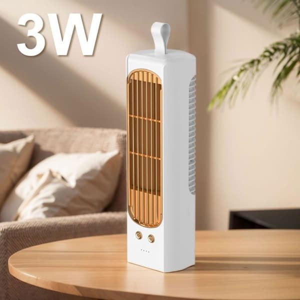 Tyst tornfläkt, 3W, 2000mAh, 90° oscillation - Lämplig för hem, kontor, sovrum, kök, etc.