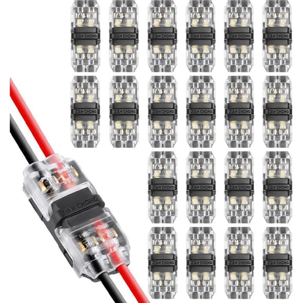 20 Stykker 2-bens H-formede elektriske ledningsforbindere, 20/22 AWG Hurtigkabelstik til Bil, Lys, Lyd