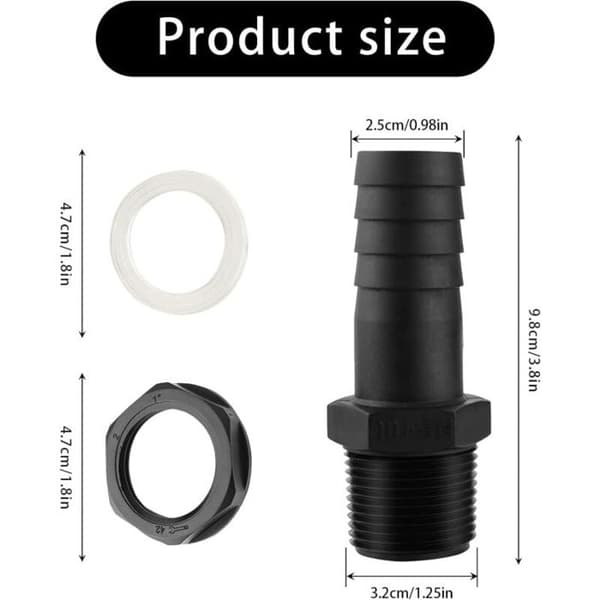25 mm överflödesgenomföring för regnvattentank – 2-pack (PVC, vattentäta tätningar)