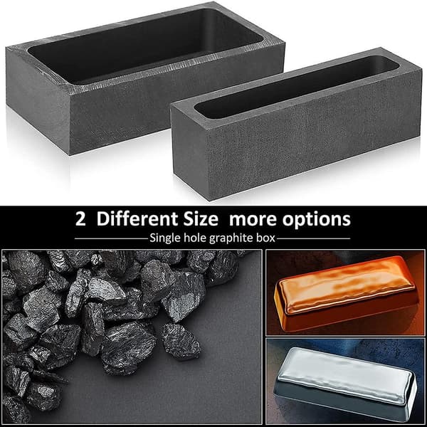 2 stk. 1 kg 665 g Grafit Støbeform Smelteform Grafit Digelform til Guld