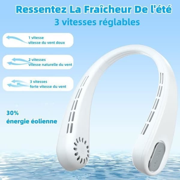 Bærbar halsventilator, mini USB-ventilator, bladløs, lydløs, 3 hastigheder til kontor, rejser, udendørs brug