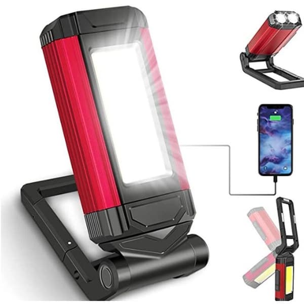 IPX6 oppladbar LED-arbeidslampe – magnet og krok, USB-C powerbank, 2 røde lysmoduser