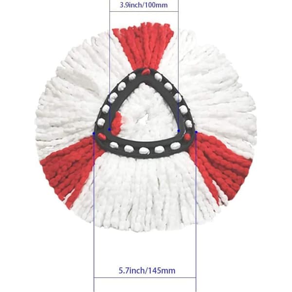 Sæt med 2 moppehoveder kompatible med Vileda 2 i 1 Turbo Moppe erstatningshoved, mikrofiber, rød, hvid.