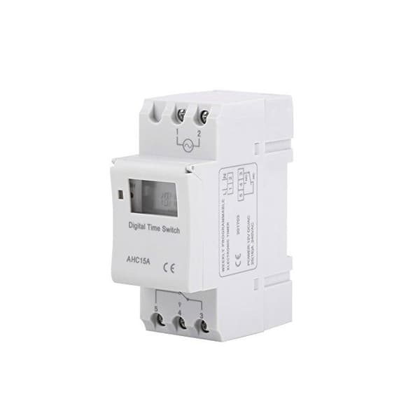 12V Programmerbar Digital Timer - LCD-skjerm, 16 PÅ/AV-programmer, DIN-skinnemontering, Oppladbart Batteri