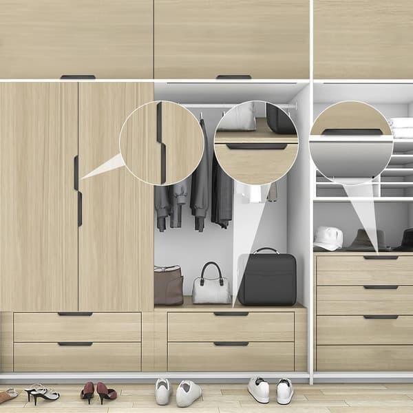 5-pak sorte køkkengreb, 150 mm garderobeskabsgreb, moderne aluminiumsgreb til badeværelsesskabe, mat sort 150 mm 150mm
