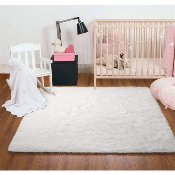 Rektangulært mykt teppe 80x120 cm - Hvitt, sklisikkert, moderne