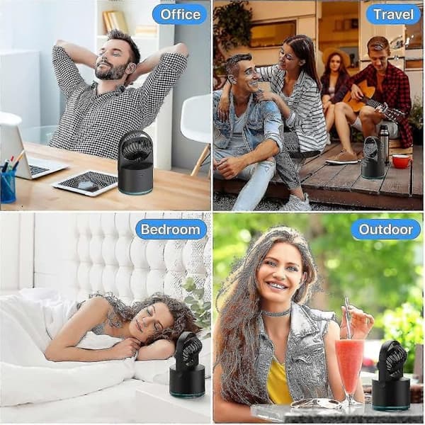 Mini fläkt med dimfunktion - Svart - 3 hastigheter - 300ml - USB - Tyst 30dB