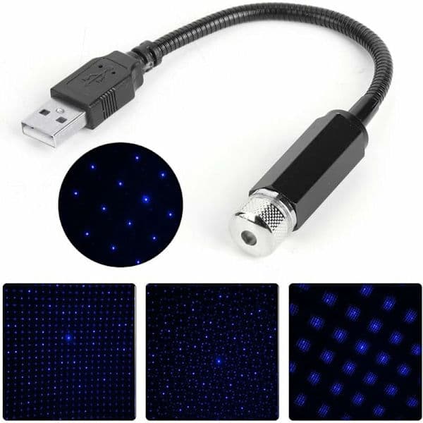 Stjernehimmel for biltak, USB-stemningslys LED-taklampe for bilinteriør (lys lilla blå)