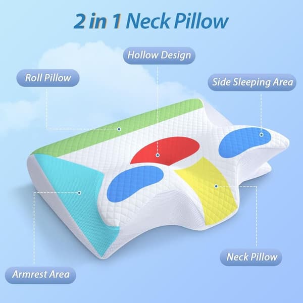 Ortopedisk Nackkudde Memory Foam Sovkudde för Nack- och Ryggsmärta vit white