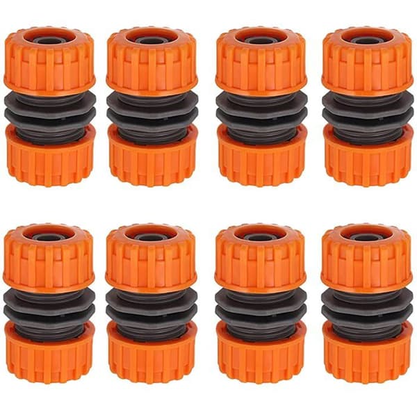 Dobbelt han-slangekobling, 4-punkts patch-kobling - Brun - ABS - Pakke med 8