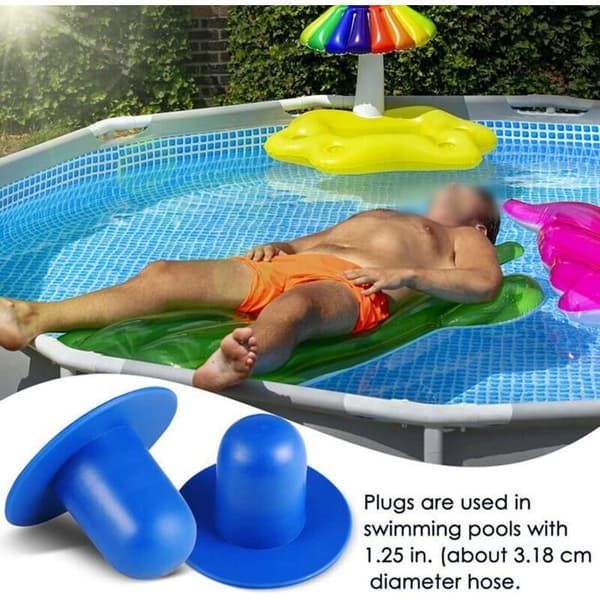 Set med 4 universella 3,2 cm poolslangpluggar – kompatibel med Intex/Coleman (pumpar ≤1000 GPH)