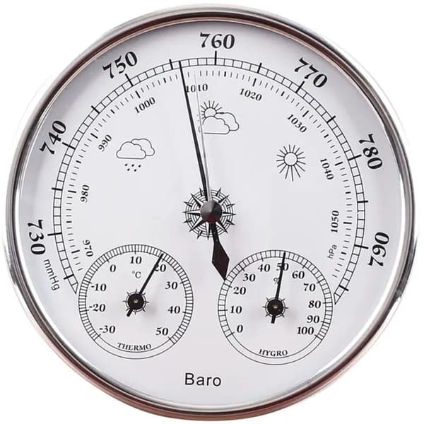 Skivetermometer hygrometer med 130 mm termometer, hygrometer og atmosfærisk trykk, barometertermometer hygrometer med ramme