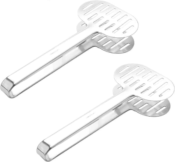 2X Rustfritt Stål Snu-tang Kjøkken Dobbel Spatel Brød- og Burger-tang