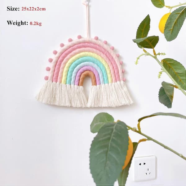 Vävd Pompom för Barnrum, Handgjord Bomullsaccessoar för Spädbarn och Småbarn (Rosa)