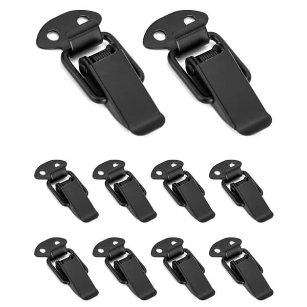10x svarte vippefjærlåser i rustfritt stål 47×21 mm - Spenner
