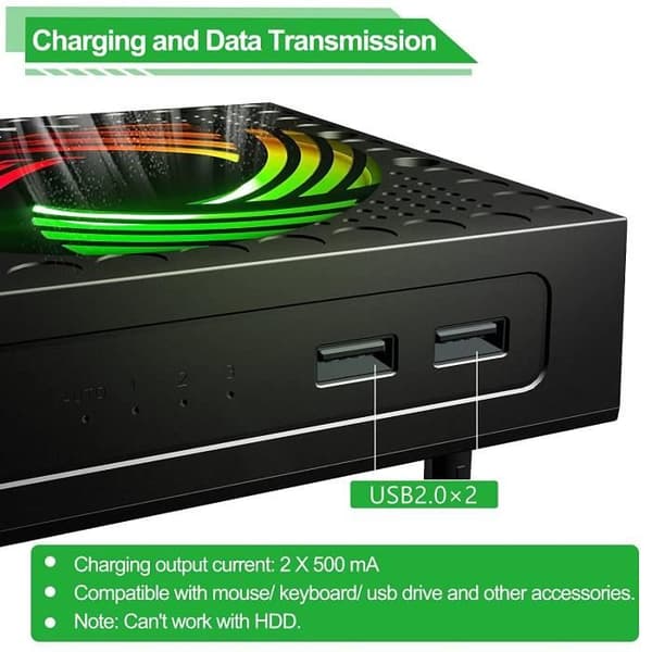 Fläkt för Xbox Series X, Kylfläkt med Automatisk Hastighetskontroll efter Temperatur, 7 LED-lampor