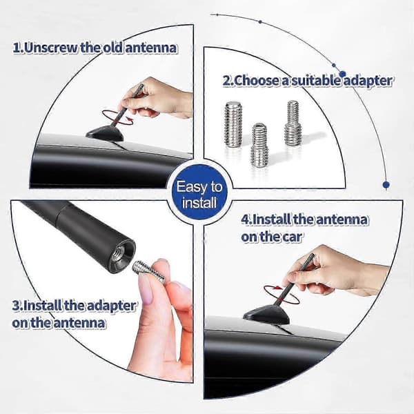Universal Bilantenne FM DAB 17,5 cm Takantenne Bilradioantenne med Kraftig FM/AM/DAB Mottaksfunksjon