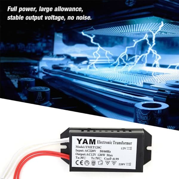 220V til 12V elektronisk transformator, spenningsomformer, intelligent strømdriver (120W)