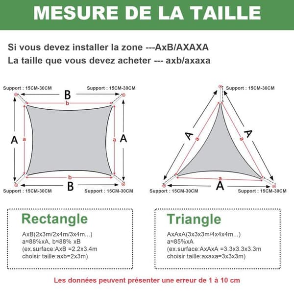 Trekantet solseil 3x3x3 m - Vanntett - UV-bestandig - Polyester
