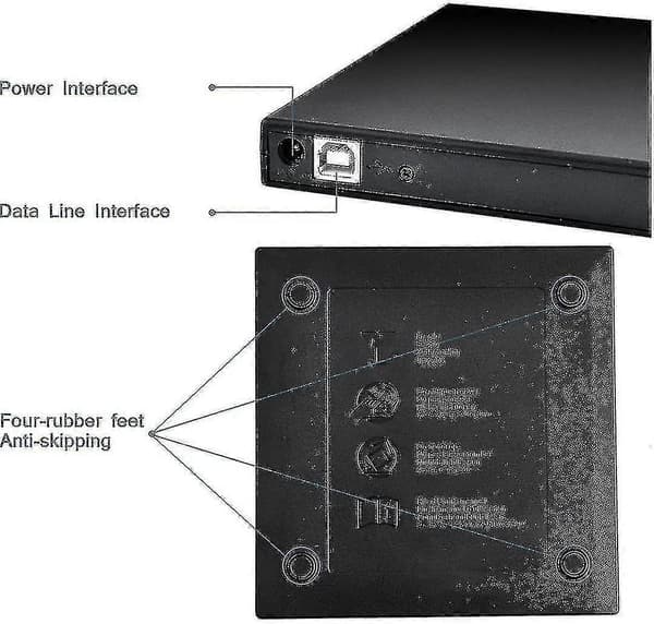 Eksternt Cd Dvd-drev, Blingco Usb 2.0 Slankt Bærbart Eksternt Cd-rw-drev Dvd-rw Brænder Skriver Afspiller Til Bærbar Computer Notebook Pc Stationær Computer, Sort