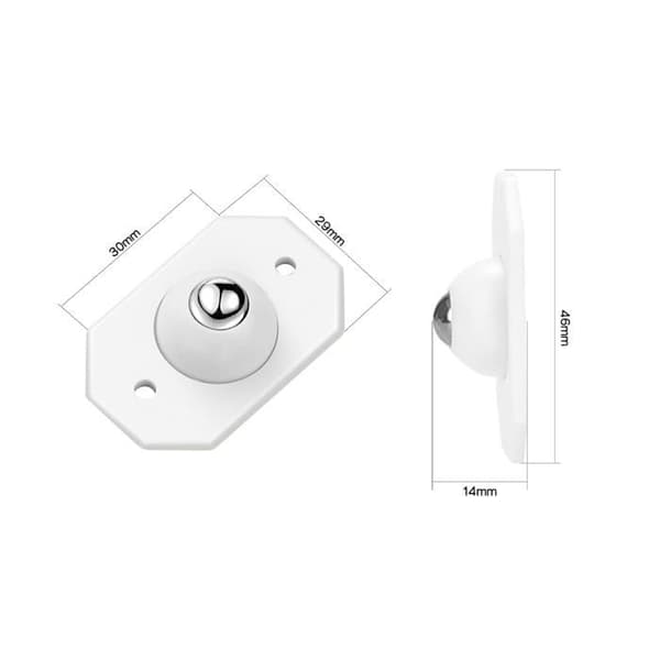Sett med 4 selvklebende mini 360° svinghjul i ABS og rustfritt stål - 8 kg lastekapasitet