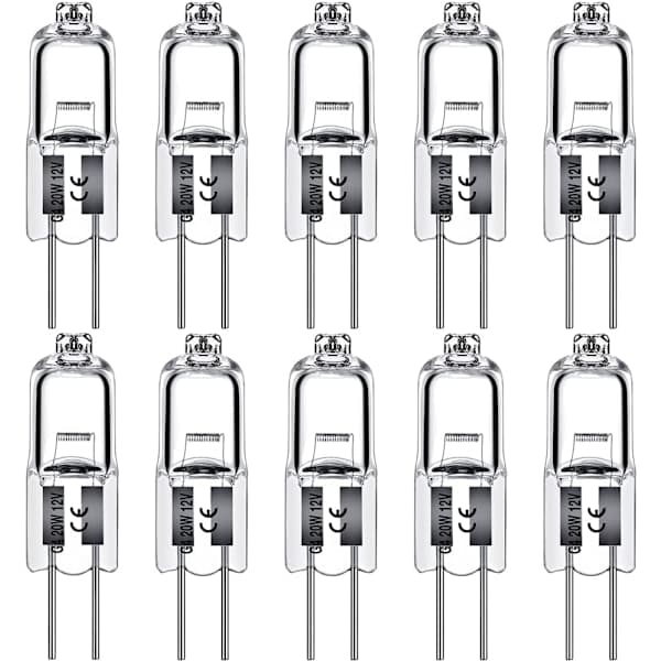 G4 halogenlamper 10W 12V - Varmhvit - 20-pakning