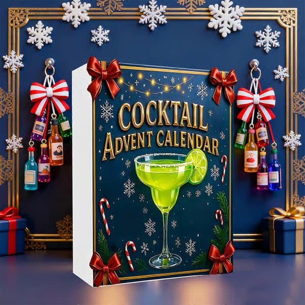 24-dagers julekalender med 24 2D-cocktailpynt, adventskalender for nedtelling til jul - 2026 Cocktail