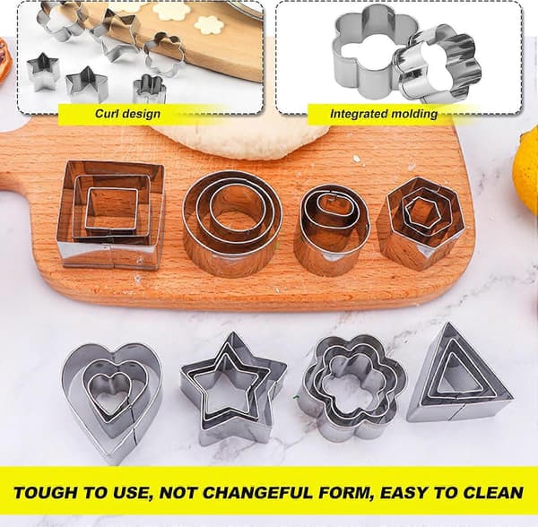 Kakformar för bakning, 24 st Kakformar i rostfritt stål Mini Biscuit Polymer Clay Cutters