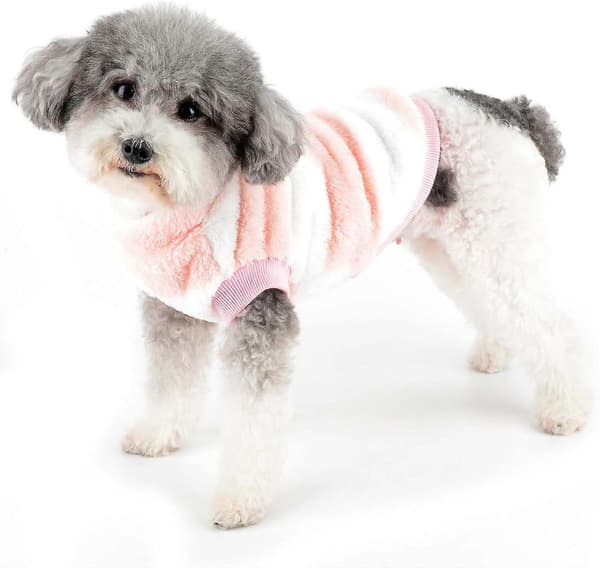 Fuzzy Hundtröja för Små Hundar Katt Vintertröja med D-Ring Mjuk Varm Pullover Jacka Valpväst Kläder