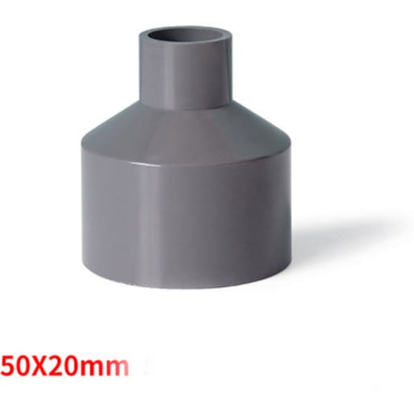 50 mm x 20 mm PVC Reducer Afløbsfitting – Grå Nav-til-Nav Fitting – Pakke med 2 til Dræning og Ventilation